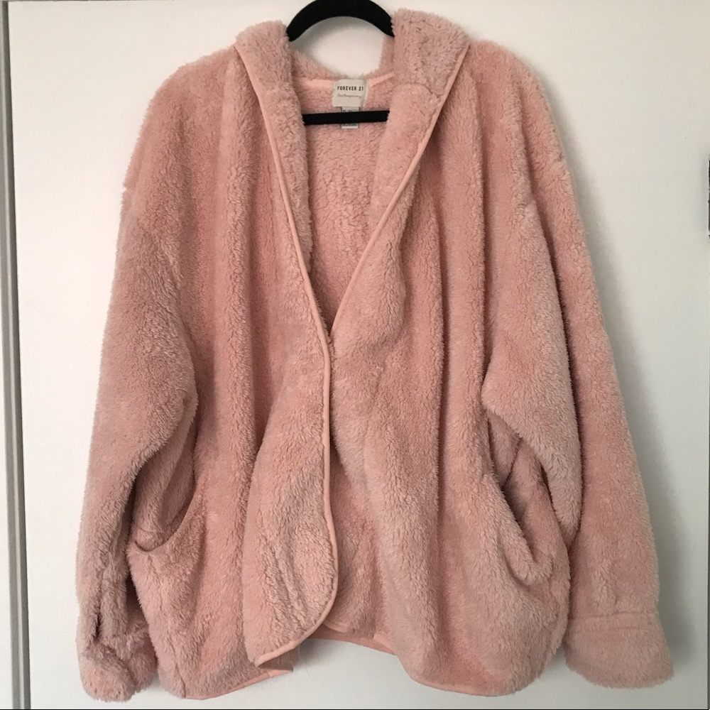 Fuzzy pink hoodie (like new)